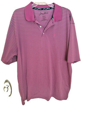 George Strait Polo Shirt Mens XL Purple Stripe Short Sleeve Golf